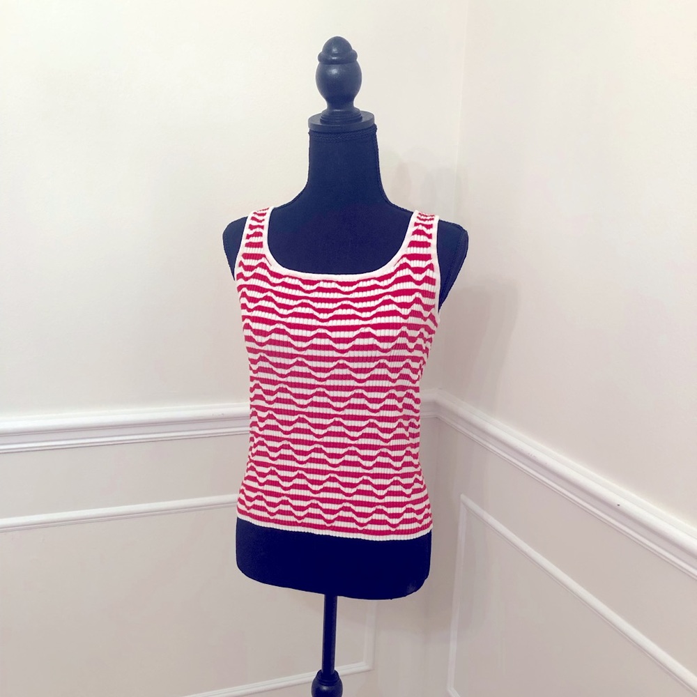 Red and White Knit Tank Top